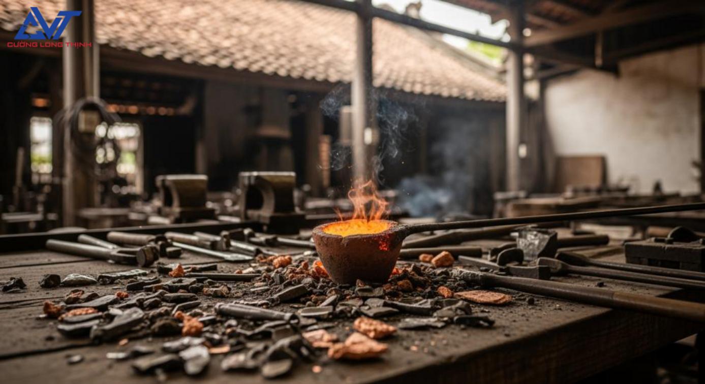 Quy trình nấu và xử lý tạp chất trong đồng phế liệu