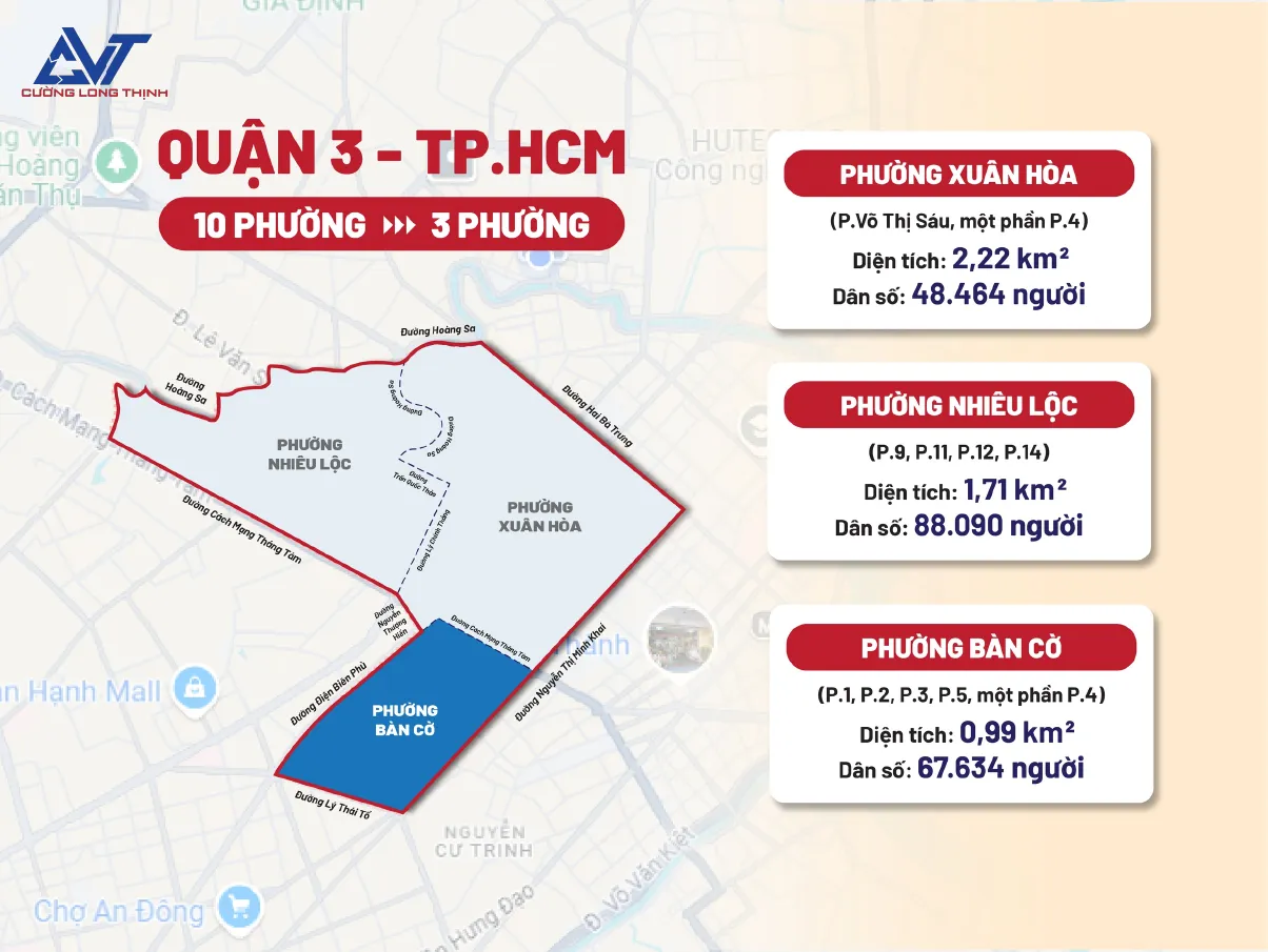 Bản đồ hành chính quận 3, bao gồm phường Nhiêu Lộc